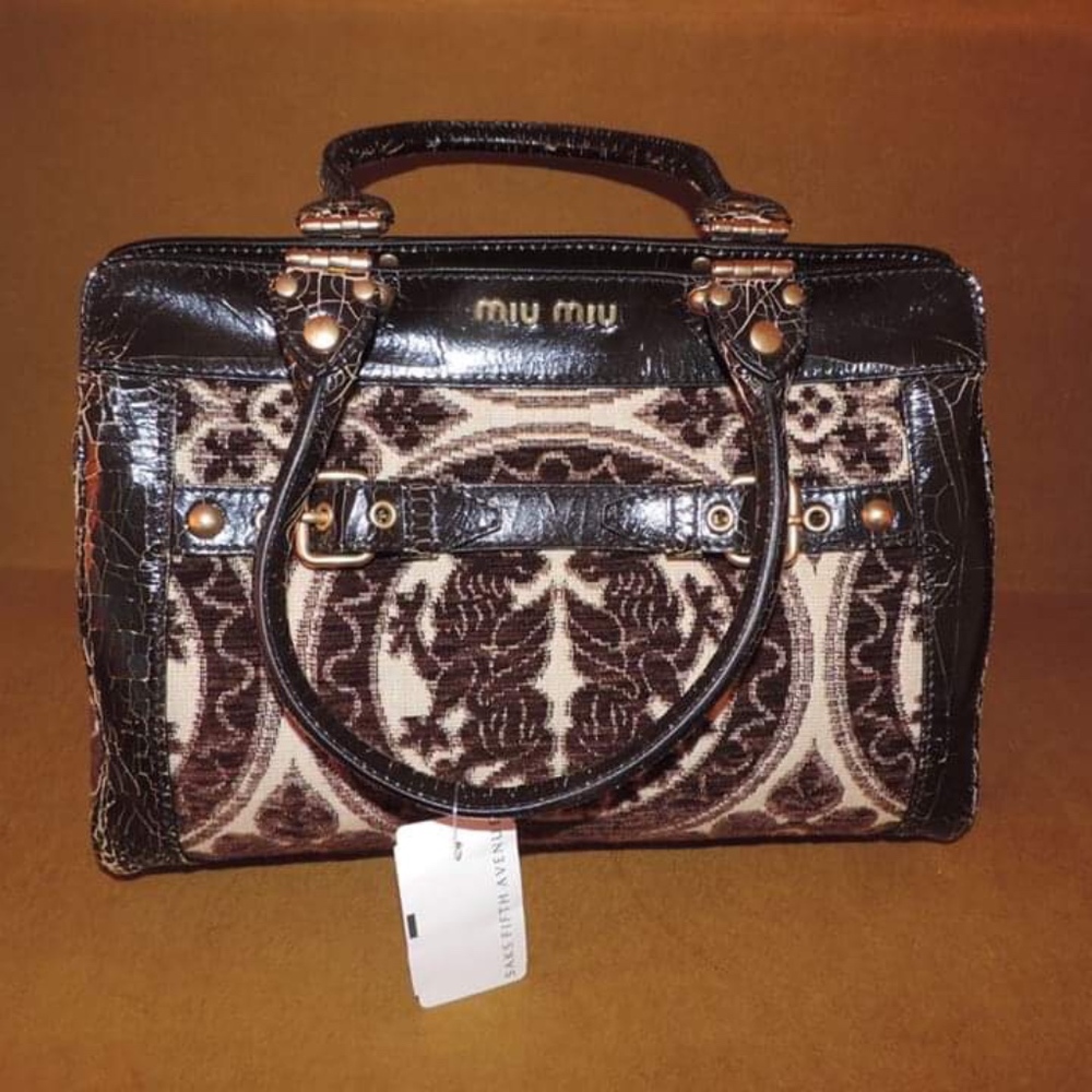 COPY - MIU MIU JACQUARD  LEATHER BAG MED SIZE  UNUSED